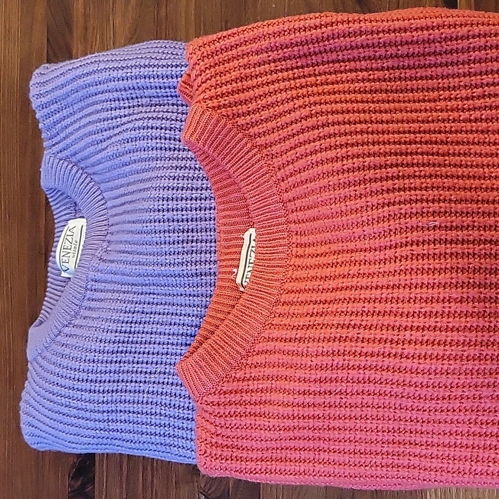 TWO CHUNKY KNIT SWEATERS